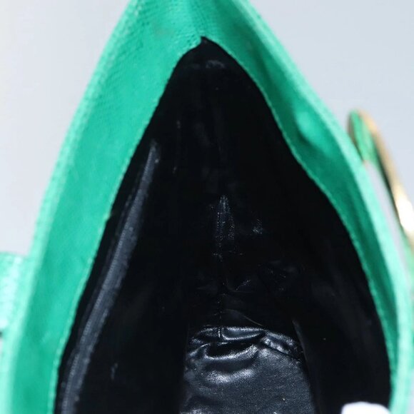 CELINE Shoulder Bag Leather Embossed Green Yellow Red Auth BA973 - Picture 12 of 16